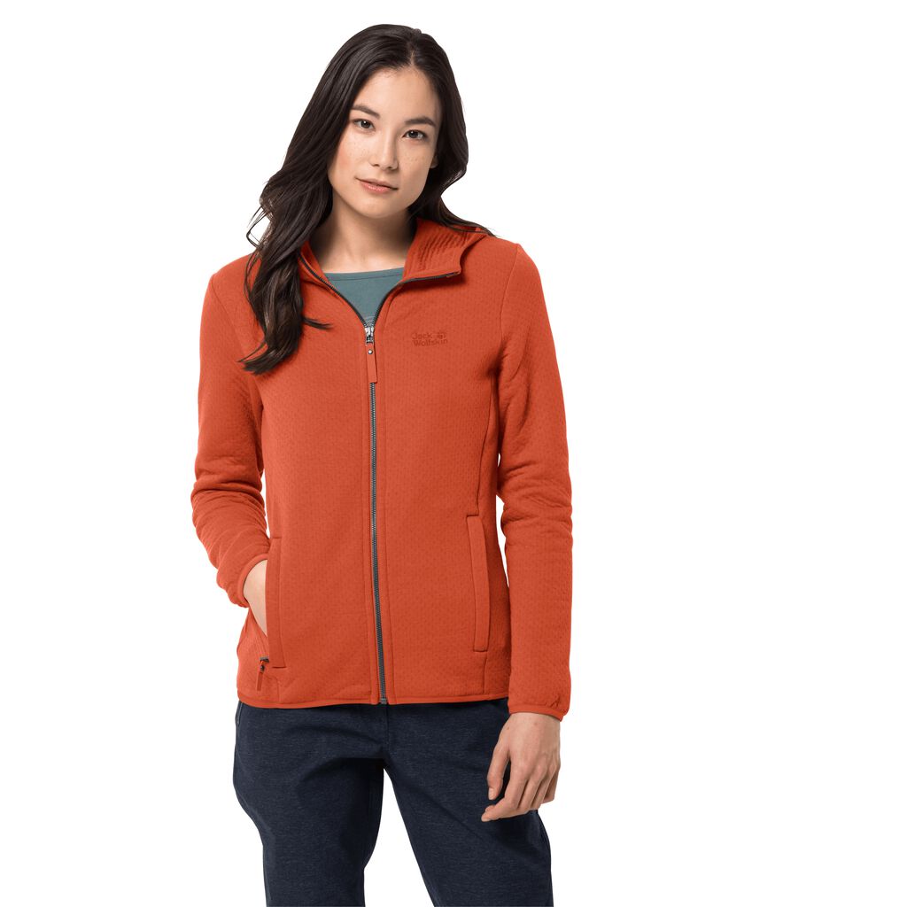 Jack Wolfskin NATORI HOODED Női Fleece Kabát Narancssárga - WVEQBP-935